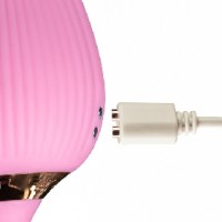 Rose Thrusting Vibrator Clitoral Sucking Silicone 10-Speed each end, PINK